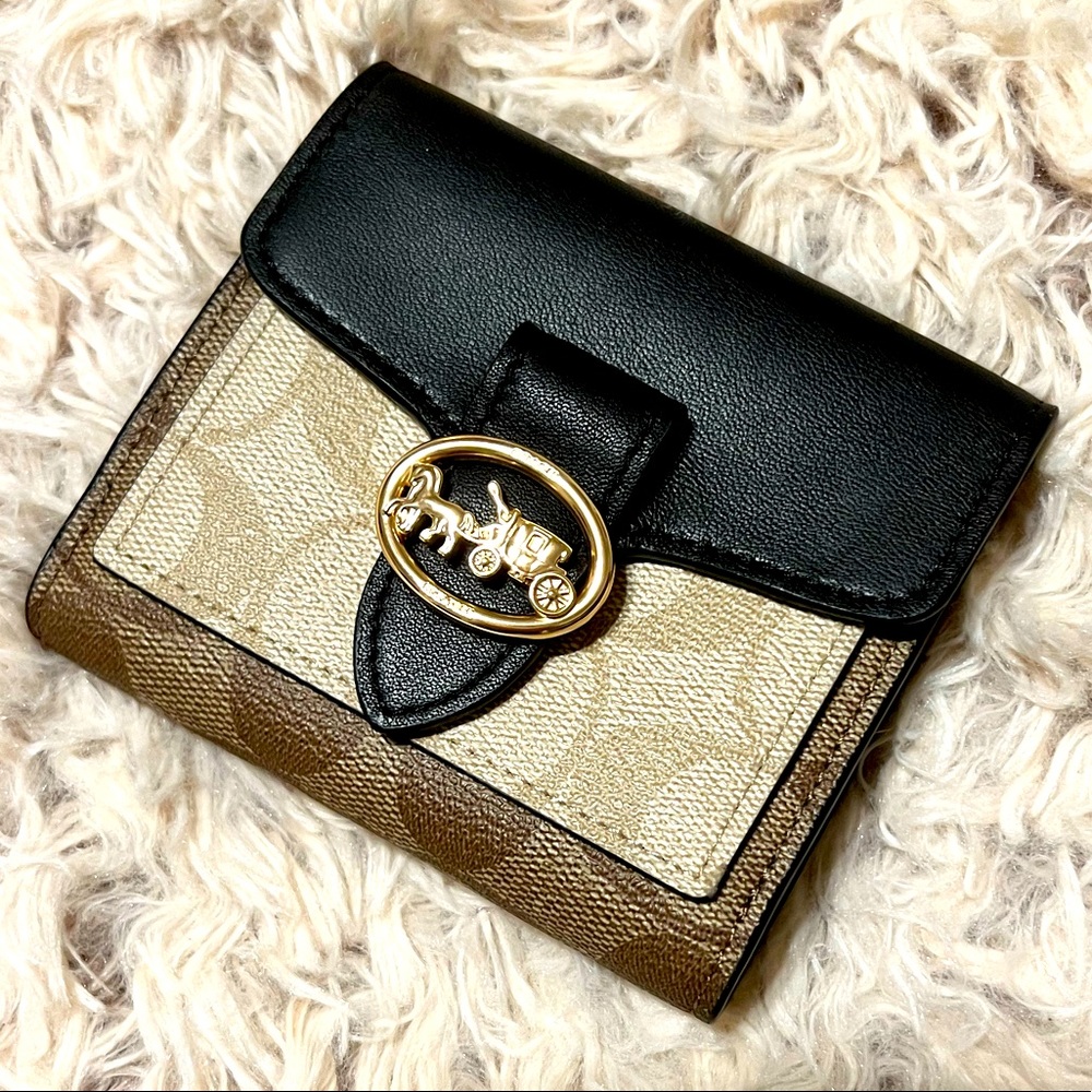 Coach Georgie Color Block Signature Small Wallet.